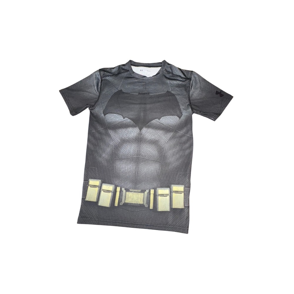 Under Armour Batman Compression Shirt Mens Large HeatGear Alter Ego Grey Black
